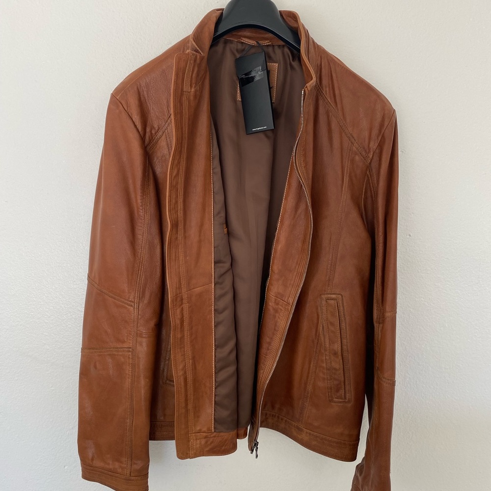 Hugo Boss leather jacket w/ tags